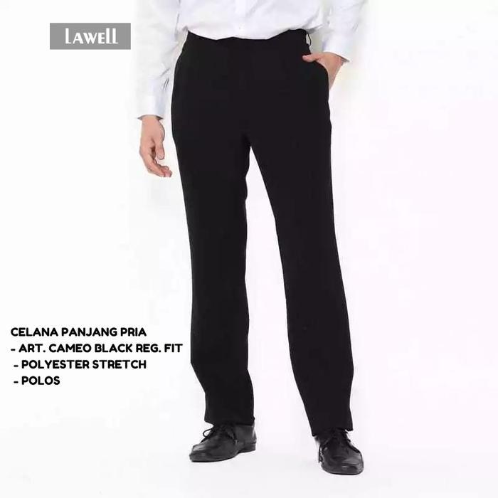 Lawell Celana Panjang Pria Formal Regular Fit Cameo Hitam