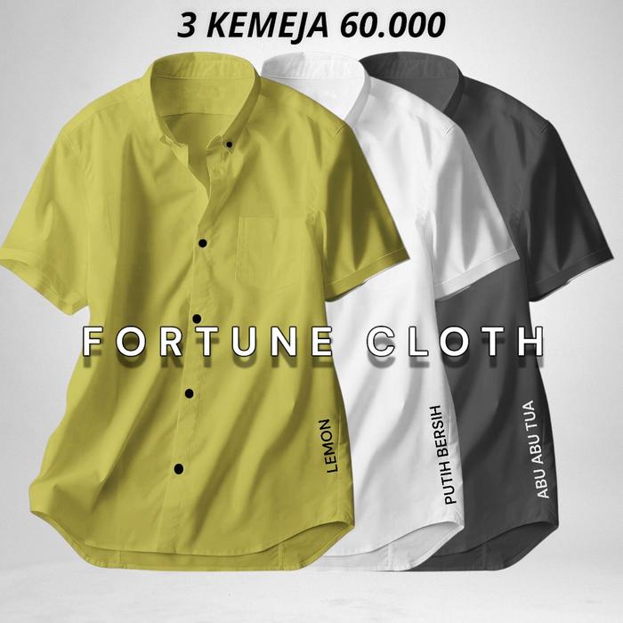 Kemeja Polos Pria Dewasa Lengan Pendek Warna Kuning Lemon | Kemeja Lemon Pria Tangan Pendek | Baju P