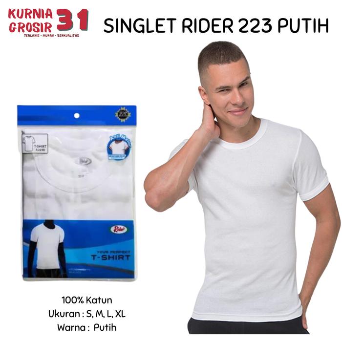 Kaos Blong RIDER 223 PUTIH BP Polos / T-Shirt Pria PUTIH POLOS HALUS / Oblong R223BP