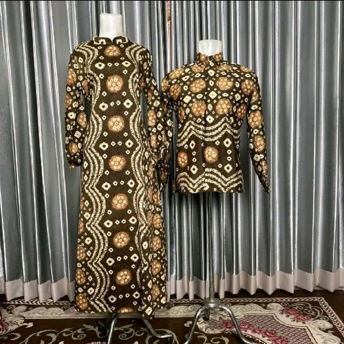 Couple Gamis Tunik Kemeja Pria Jumputan Bahan Sutra Silky Seragam Keluarga Kemeja Gamis Dan Tunik Si