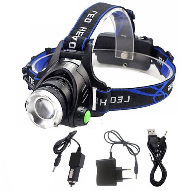 Senter Kepala LED Senter Kepala T6 Headlight Headlamp LED Cree XML T6 + Charger