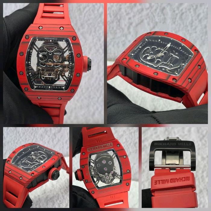 JAM TERBARU HwRichard*Mille RM 52-01 Skull Manual Winding Swiss RMF Dial Carbon Clone Quality