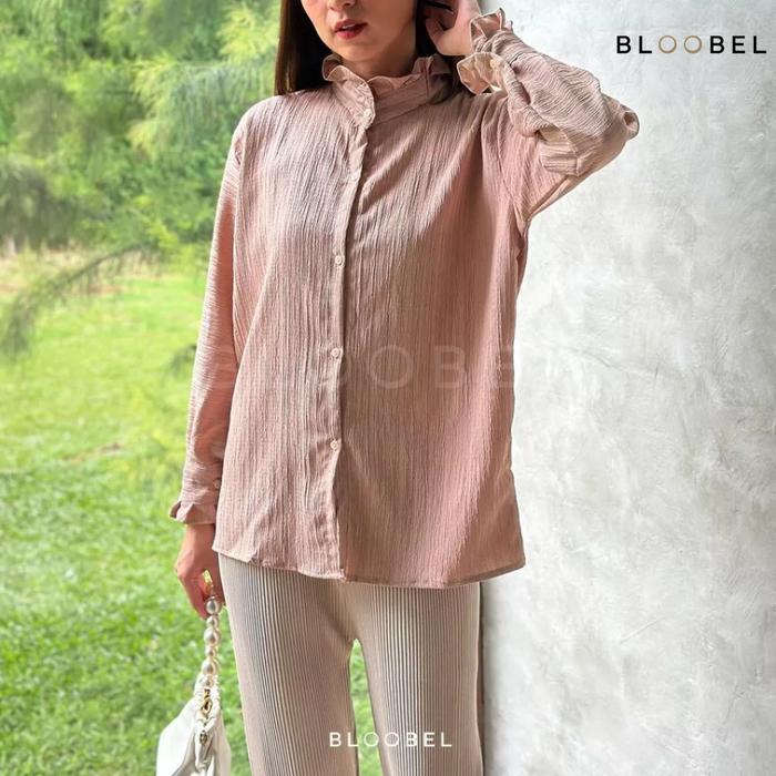 [FOTO ASLI BAHAN DINGIN] Bloobel Inez Top BPJ102 Atasan Polos Lengan Panjang Wanita Lady Crush Kemej
