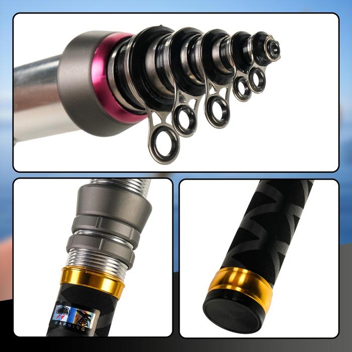 Joran Pancing Carbon Fiber Mini Pocket Fishing Rod 2.4M OMTHQXBK - Black