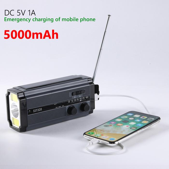 Radio AM/FM/WB Radio Darurat Engkol Tangan Radio Surya dengan Senter