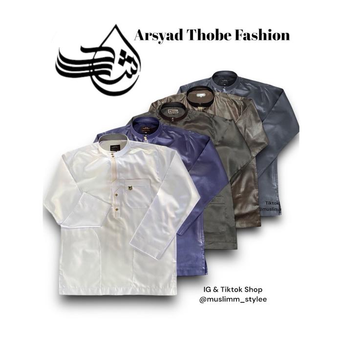 Baju Muslim Koko Pria Arsyad Thobe Bahan Korea Impor Untuk Dewasa dan Anak-Anak - Toyobo, Kurta Katu