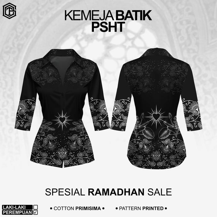 Kemeja Batik PSHT Spesial Ramadhan Sale untuk Wanita Atasan Cotton Primisima dengan Pola Printed