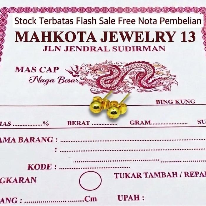 Anting tusuk bulat Permata Emas muda _ Free Nota perhiasan