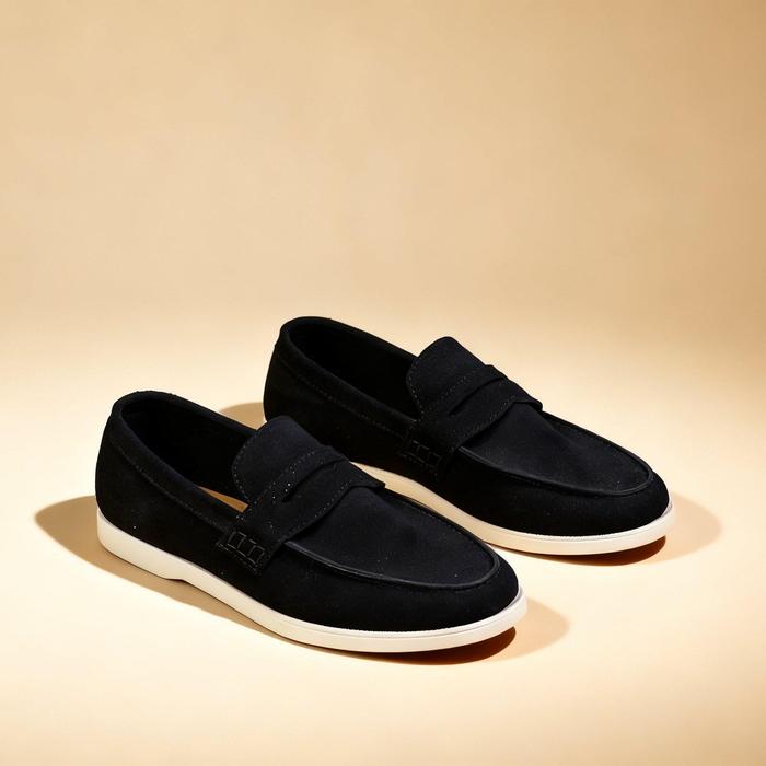 Sepatu Mokasin ENZO BLACK Loafers Pria Seri BT Gaya Old Money Terinspirasi Shoes Flat dengan Desain 