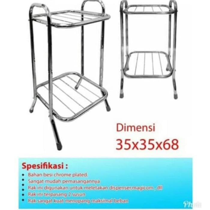RAK STAINLESS 2 SUSUN DISPENSER SERBAGUNA / RAK MEJA MAGICOM GUCI GALON