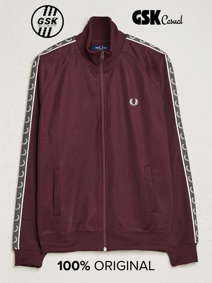 Tracktop Fred Perry Oxblood Maroon Taped Grey Original 100% (J4575 - 22)