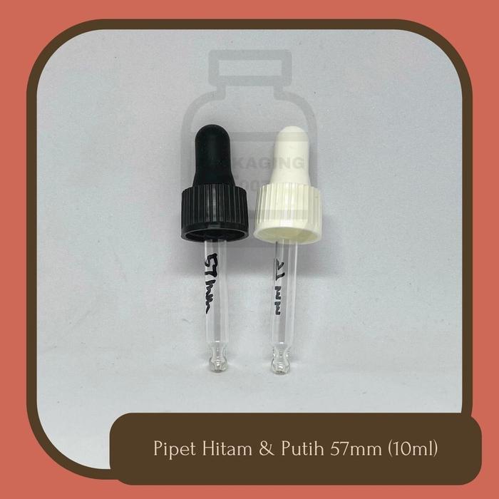 Pipet Kaca Segel / Pipet Serum / Tutup Botol Pipet 57mm (10ml) - Hitam & Putih