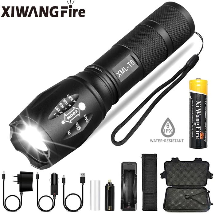 Portable Kuat Lampu LED XML-T6 Senter Linterna LED Torch Menggunakan