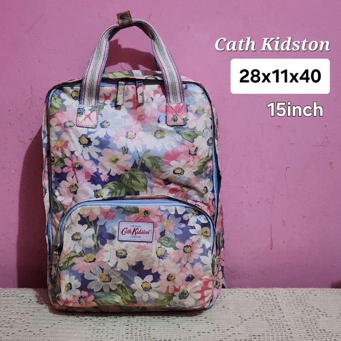Preloved CK Cath Kidston Original Auth Tas Ransel Wanita/Sekolah Laptop 15inch/Buku LKS Canvas PVC F