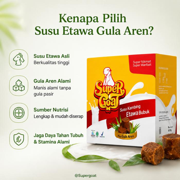 SUPER GOAT SUSU KAMBING ETAWA ORIGINAL GULA AREN 1 BOX 250G