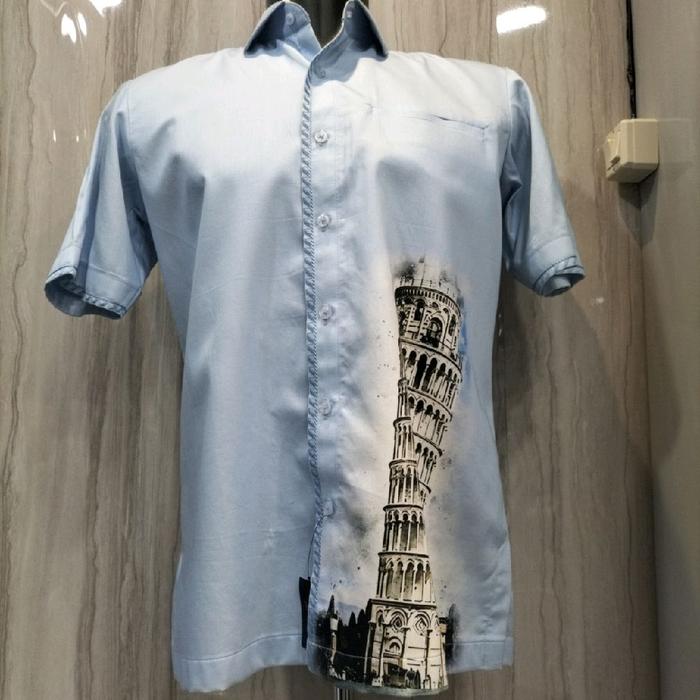 Bahan Katun Motif Gedung Menawan