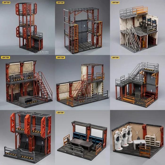 In Stock JOYTOY JT1095 1/18 Mecha Depot:Maintenance Area Assembly Model Soldier Scene Decorative Acc
