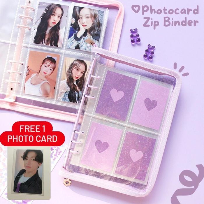 Zipper photocard binder A5 6ring foto card album binder free photo BTS