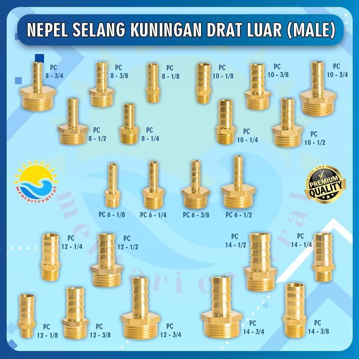 Hose Nipple Drat Male / Nepel Selang Drat Luar Kuningan