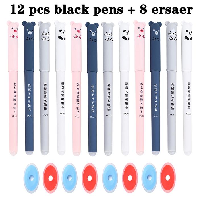 12 Pcs/Set Erasable pen gel pens cute cartoon erasable pen students