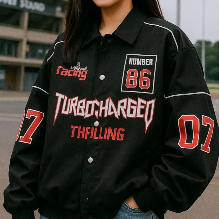 Jaket Turbo Racing 07 Jacket Varsity Kerah Baseball Fashion Casual Pria Wanita Unisex Trend Kakinian