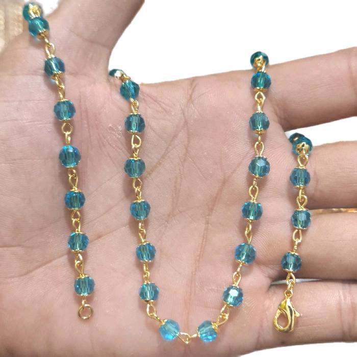 perhiasan kalung titanium motif permata biru tosaka canik,mewah dan berkulitas terbaru