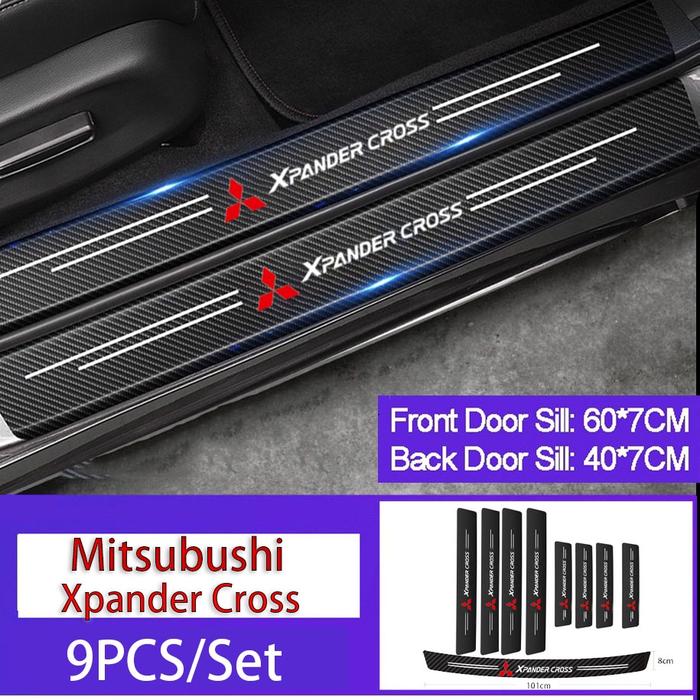 Sillplate Pelindung Pintu Bagasi Stiker Mobil Mitsubishi Xpander cross Bahan Serat Karbon Anti Gores