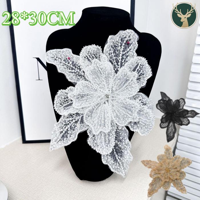 Lace Bordir Bunga Full Payet 3layer Wedding Lace/ Lace Bordir Bunga Tiga Dimensi/ 3layer Full Payet