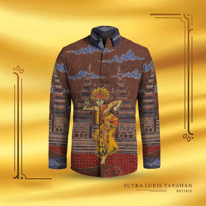 Kain batik tulis sutra lukis kemeja batik pria tan_2011