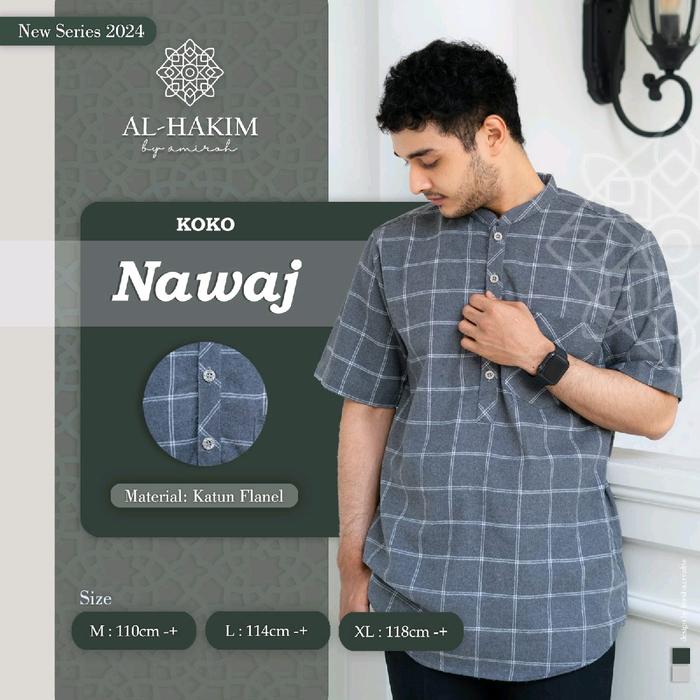 KOKO NAWAJ  Baju Dewasa lengan pendek bahan Katun flanel Distro tebal  Mewah Pria Muslim Motif  Gari