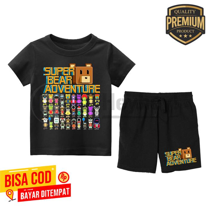 SETELAN KAOS CELANA ANAK SUPER BEAR ADVENTURE SKIN EPIC KARAKTER KEREN VIRAL