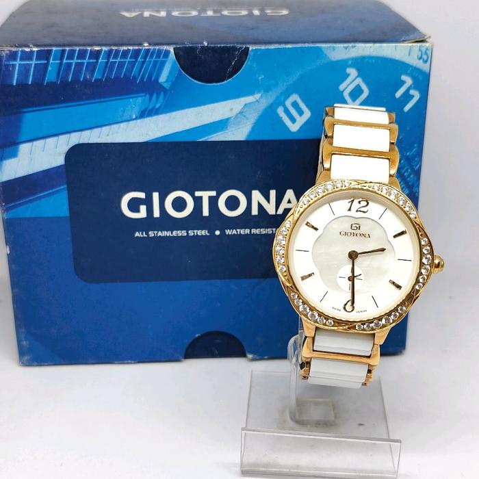 GIOTONA Jam Tangan Wanita Rantai Ceramic GT 7371 All Stainless Steel Water Resist dengan Desain Eleg