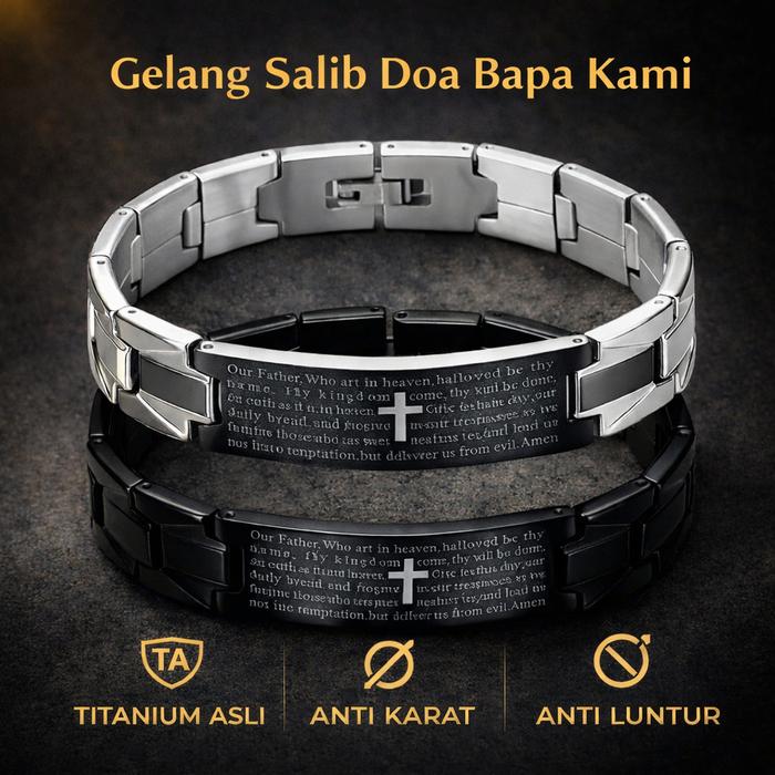 Gelang Doa Bapa Kami Titanium | Cowok Pria | Kristen Katolik