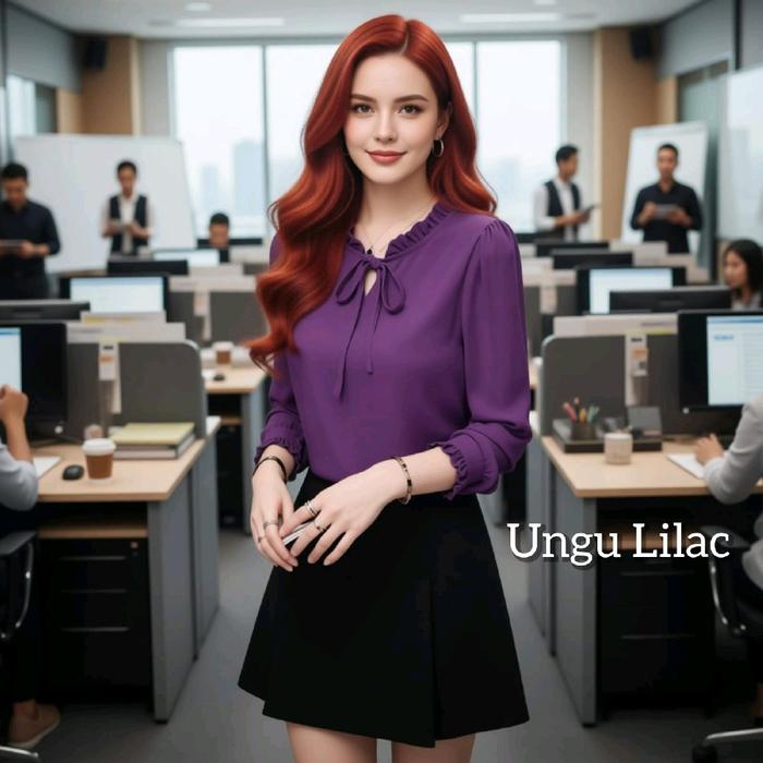 Tunik Muslim Atasan Wanita Jiewo Baju Blouse Pesta Tunik Outfit Blus Korean Ungu Lilac