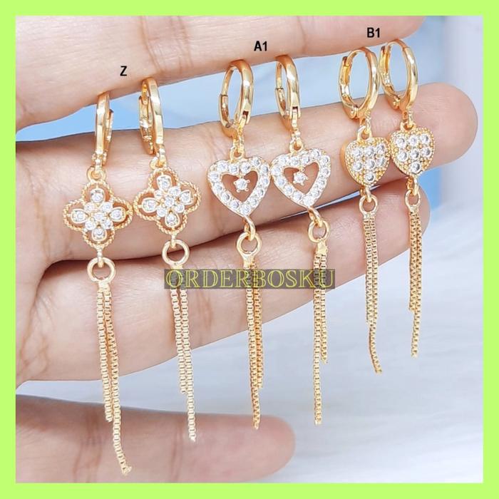COD ✅ anting titanium wanita emas muda desi anti karat dewasa tusuk korea asli panjang dan luntur ko