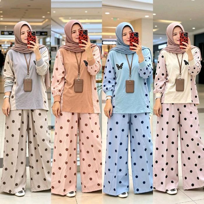 one set kulot nania polka matt combed mix katun