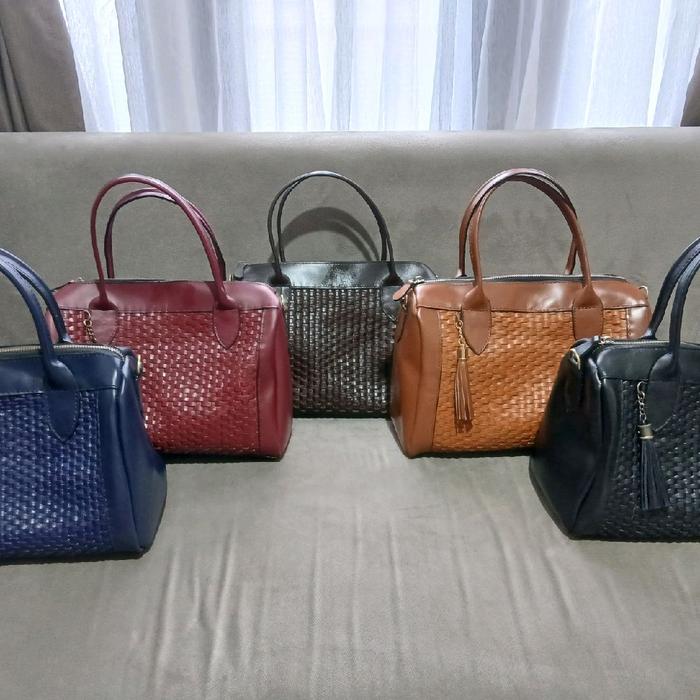 Tas Anyam Premium Series Kulit Sapi Asli Khas Garut - Tas Tangan - Tas Selempang