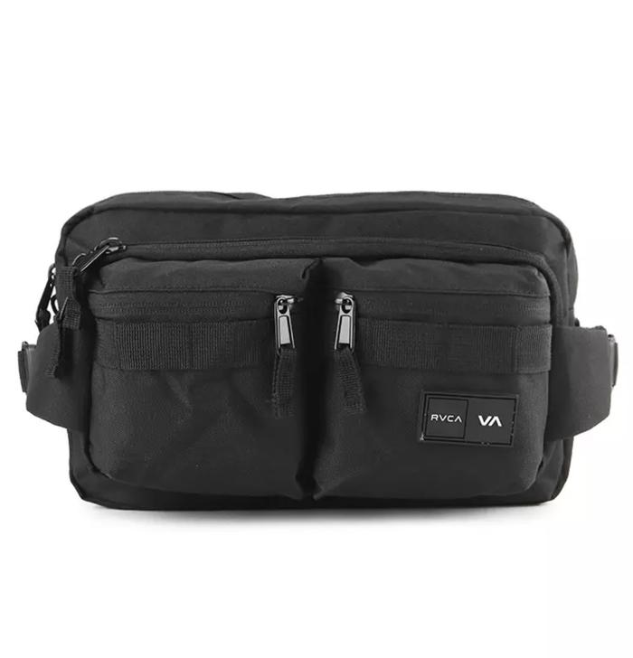 (100% ORIGINAL) RVCA Waist Bag Full All Black Waistpack Deluxe Hip Fanny Pack Bumbag Pria Men