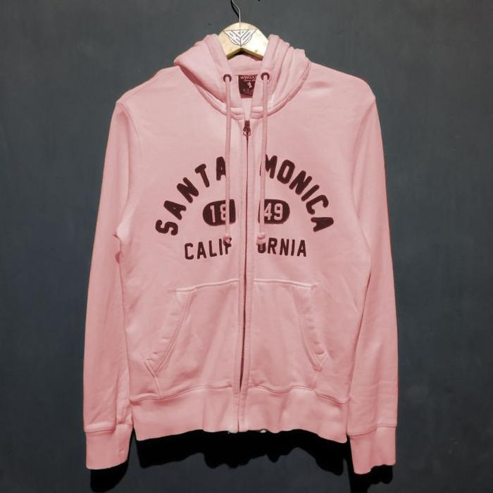 Jaket Hoodie WHO AU California Santa Monica Pink / Jaket WHO.AU Zipper Hoodie Anak Stm Pria Wanita P