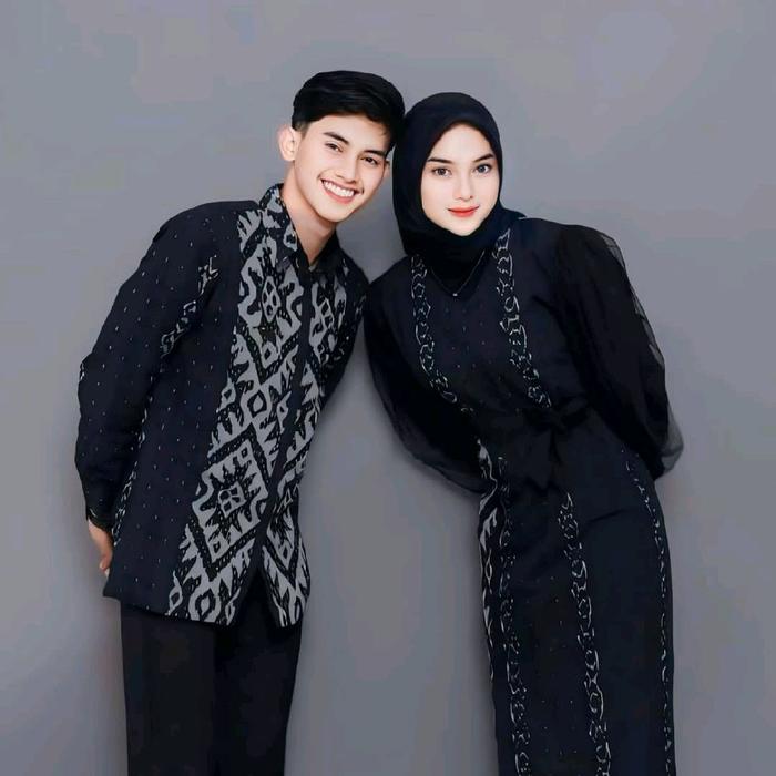 PADMA HITAM set couple Kain Tenun Troso Jepara Murah berkualitas motif premium etnik warna hitam Baj