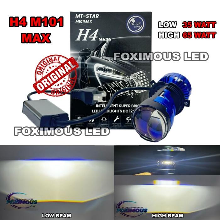 Mini Projector Biled H4 M101 MAX  MT-STAR Terbaru Flat Cut off Double High beam 65 WATT Universal