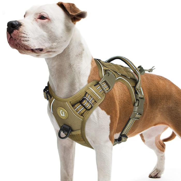 Tactical Dog Harness, No Pull Dog Harness, Adjustable Breathable MOLLE Dog Vest Harness for Medium L