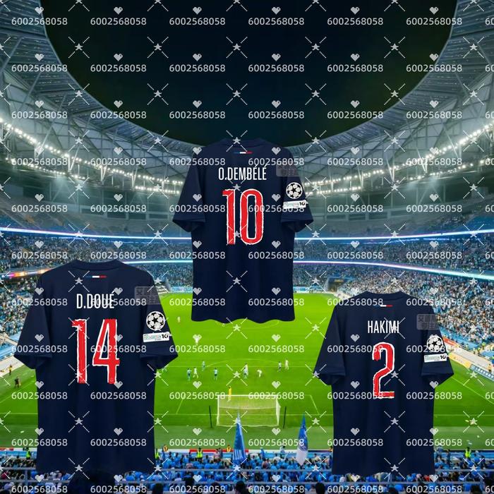 Grand Paris PSG Champion Version Tops Short Sleeve Home jersey Dembele & Doue 3ds Breathable Comfort