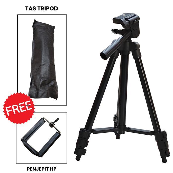 Tripod 3120 - Tripod Kamera Universal + Gratis Holder U dan Tas Accessories Handphone
