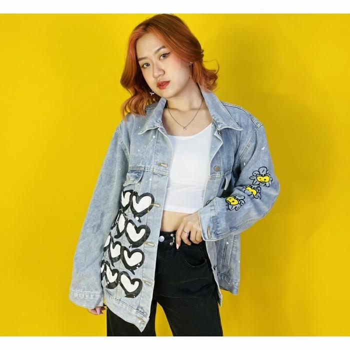 Jaket Toxic LOVE jaket denim oversize jaket jeans viral kekinian