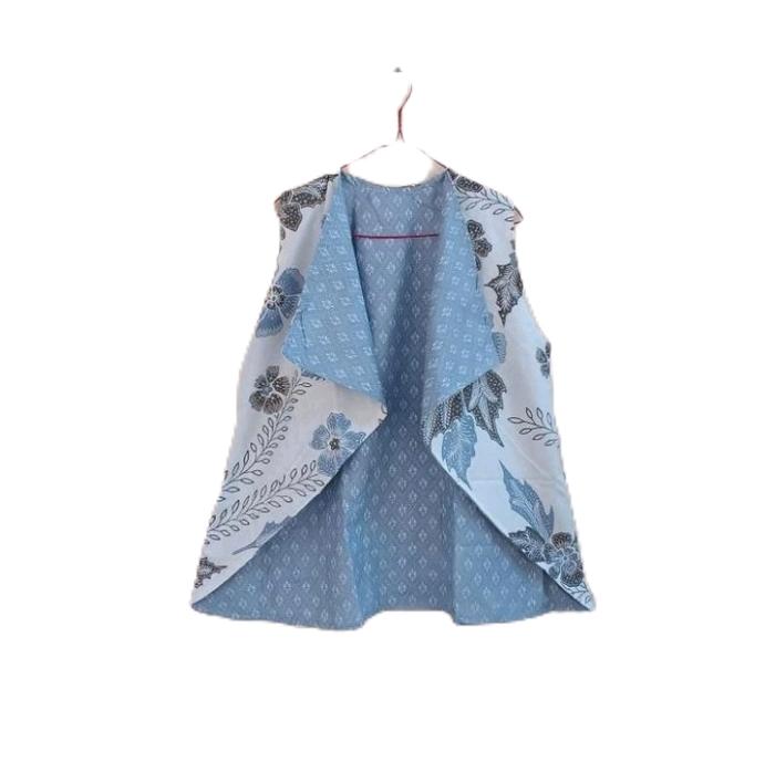 outer batik tanpa lengan motif bolak balik/rompi batik motif bolak balik warna soft