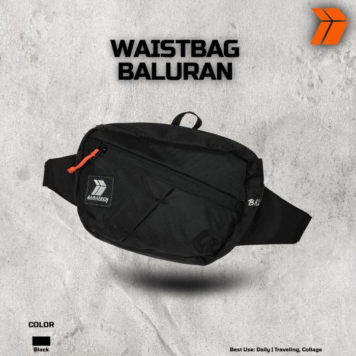 Baratech tas pinggang / waistbag pria type baluran Hitam