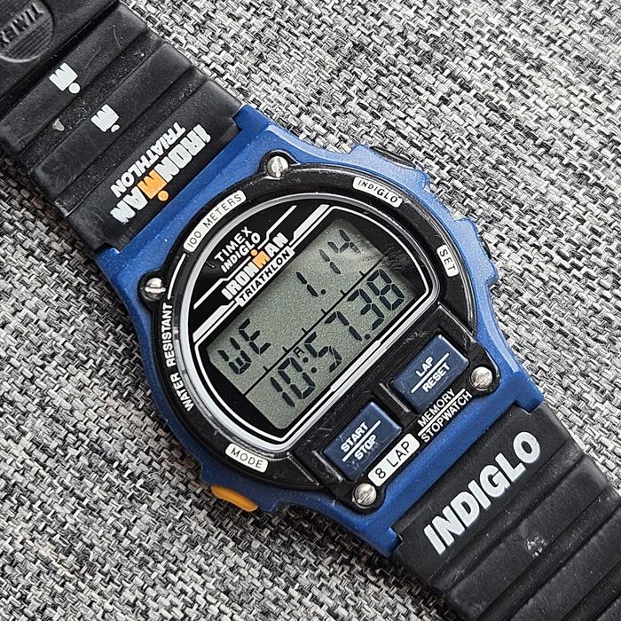 First Edition Timex triathlon ironman Ships Biru Blue 8 lap Vintage