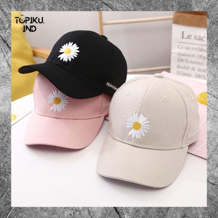 Topi Bunga Daisy Topi Baseball logo Bunga Daisy Topi Pria Wanita Unisex
