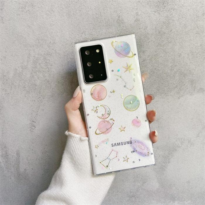 CASE SAMSUNG A50 A50S A30S A12 M12 A80 S10 PLUS GLITTER BLING STARS MOON CLEAR PLANET CASING
